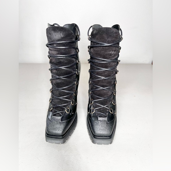 Jimmy Choo Madyn 130 Leather Ankle Square Toe Heel Boots W / Box Size 36.5 EUC - Picture 6 of 14